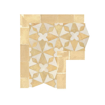 Mosaic House Moroccan tile Trocadero Corner 1-14 White Natural, Unglazed, Terracotta  zellige, mosaic, zellij, border, glaze 